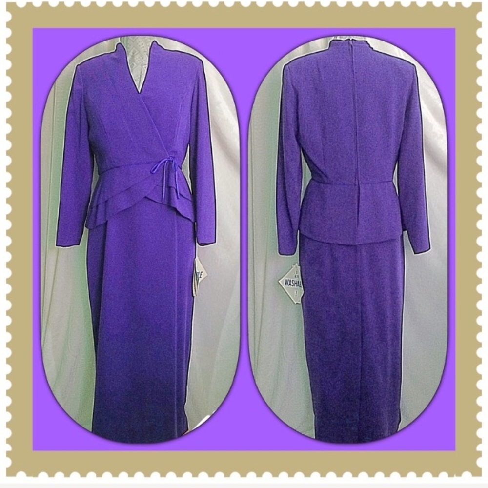 Danny & Nicole Purple Peplum Dress  Size 12 NWT
